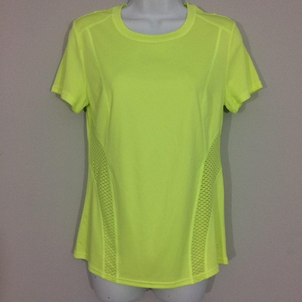 Danskin Now Womens S Yellow Vented Workout Gym Top